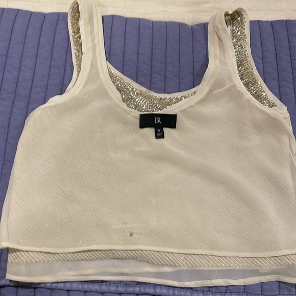 Sexy Banana Republic Alina Cream / Gold Cropped Sequin Tank Top! - Picture 12 of 14